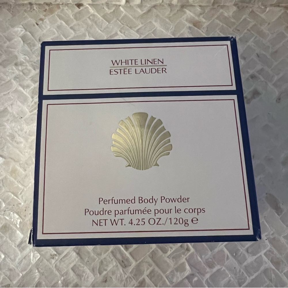 Estee Lauder White Linen Perfumed Body Powder - Gold and Blue VTG new open box